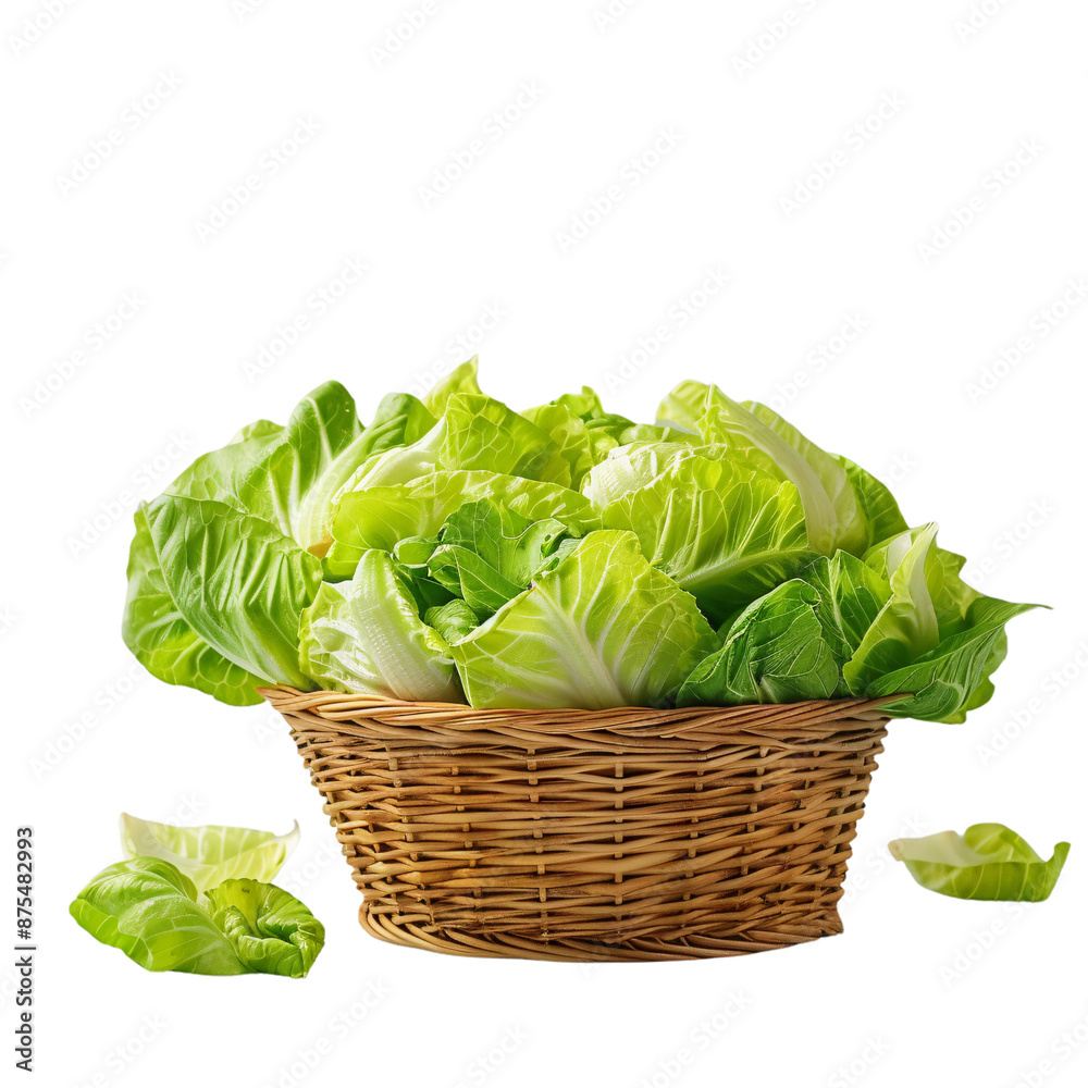 A basket of fresh vegetables with cabbage on a white background A basket of fresh vegetables with cabbage on a white background