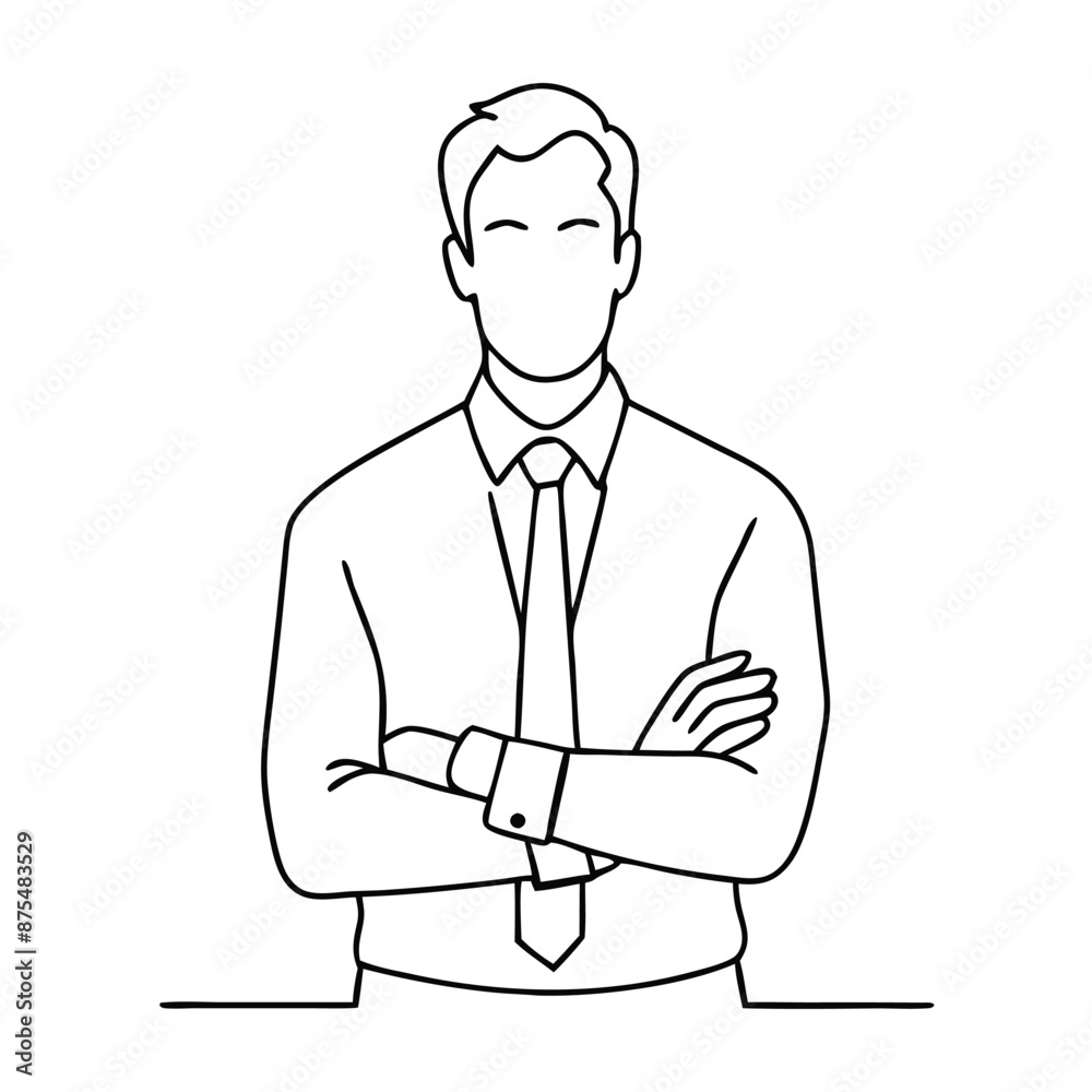 a man line art , white background,