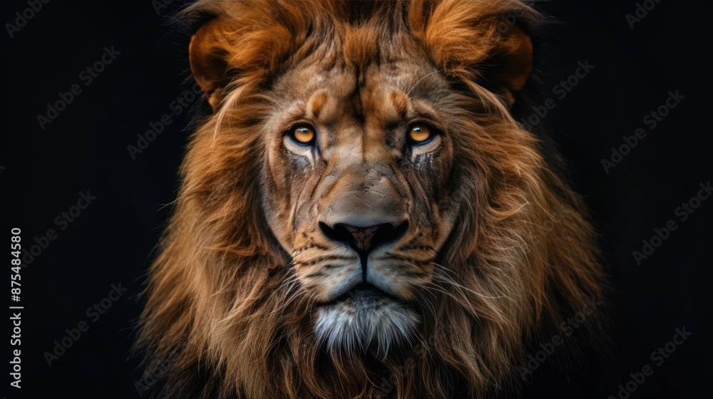 Regal Lion Head Silhouette on Black Background Regal Lion Head Silhouette on Black Background