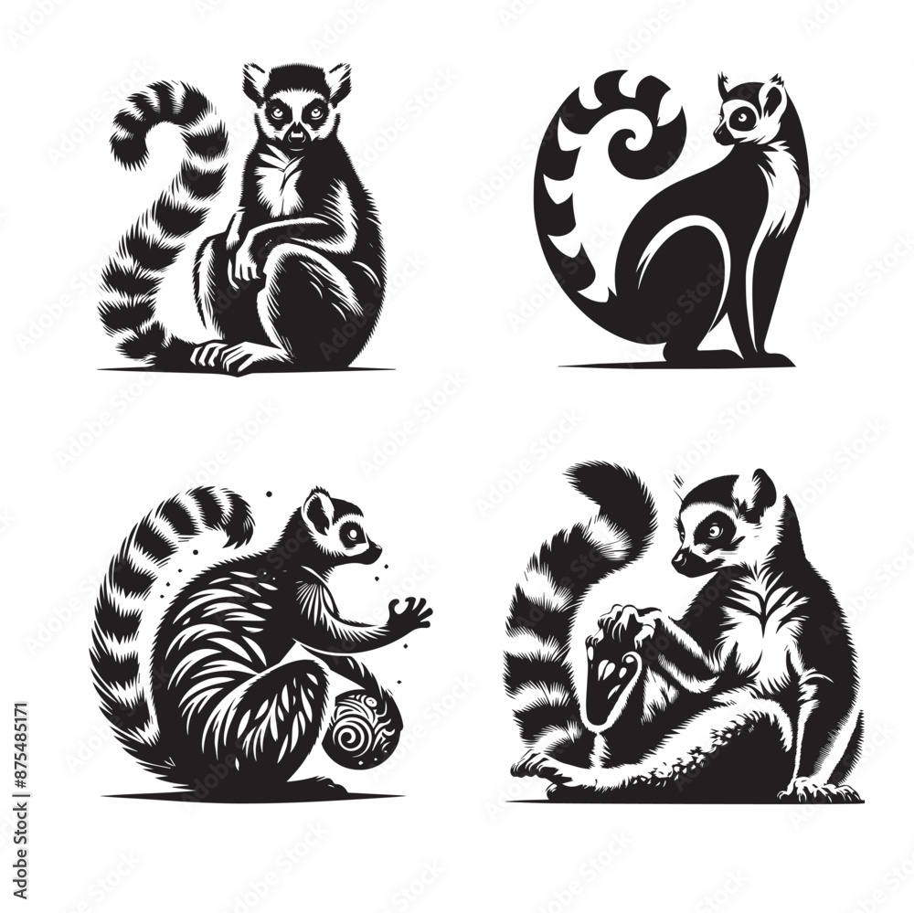 lemur silhouette set , lemur silhouette set png ,lemur silhouette set images

