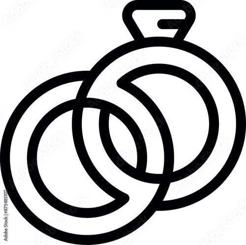 Simple black outline icon representing a pair of wedding rings being exchanged during a marriage ceremony