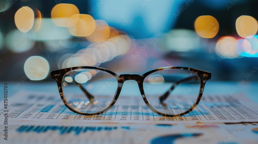 A pair of glasses sits on a table next to a cell phone. Generate AI image A pair of glasses sits on a table next to a cell phone. Generate AI image