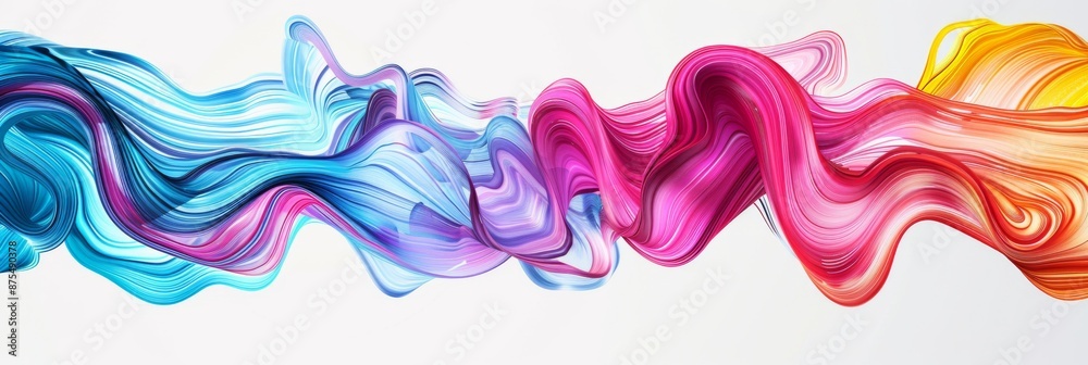 Fototapeta premium A close-up shot of a vibrant, abstract, multicolored paint swirl on a plain white background