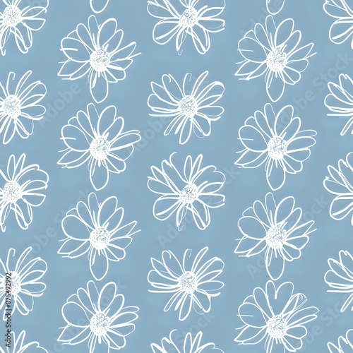 Wallpaper Mural Blue and Green Floral Repeat Pattern Torontodigital.ca