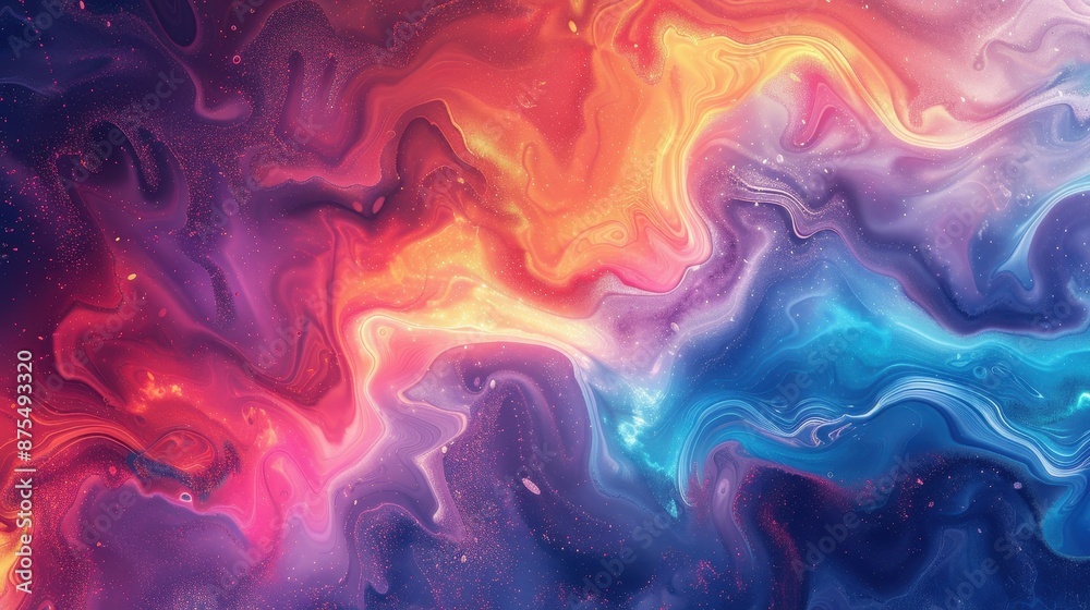 Abstract Swirling Paint in Red, Yellow, Blue, and Purple. Generative AI Abstract Swirling Paint in Red, Yellow, Blue, and Purple. Generative AI