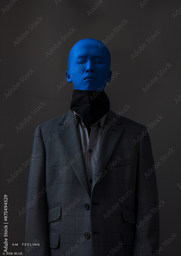 A man in a blue-faced suit with A man in a blue-faced suit with