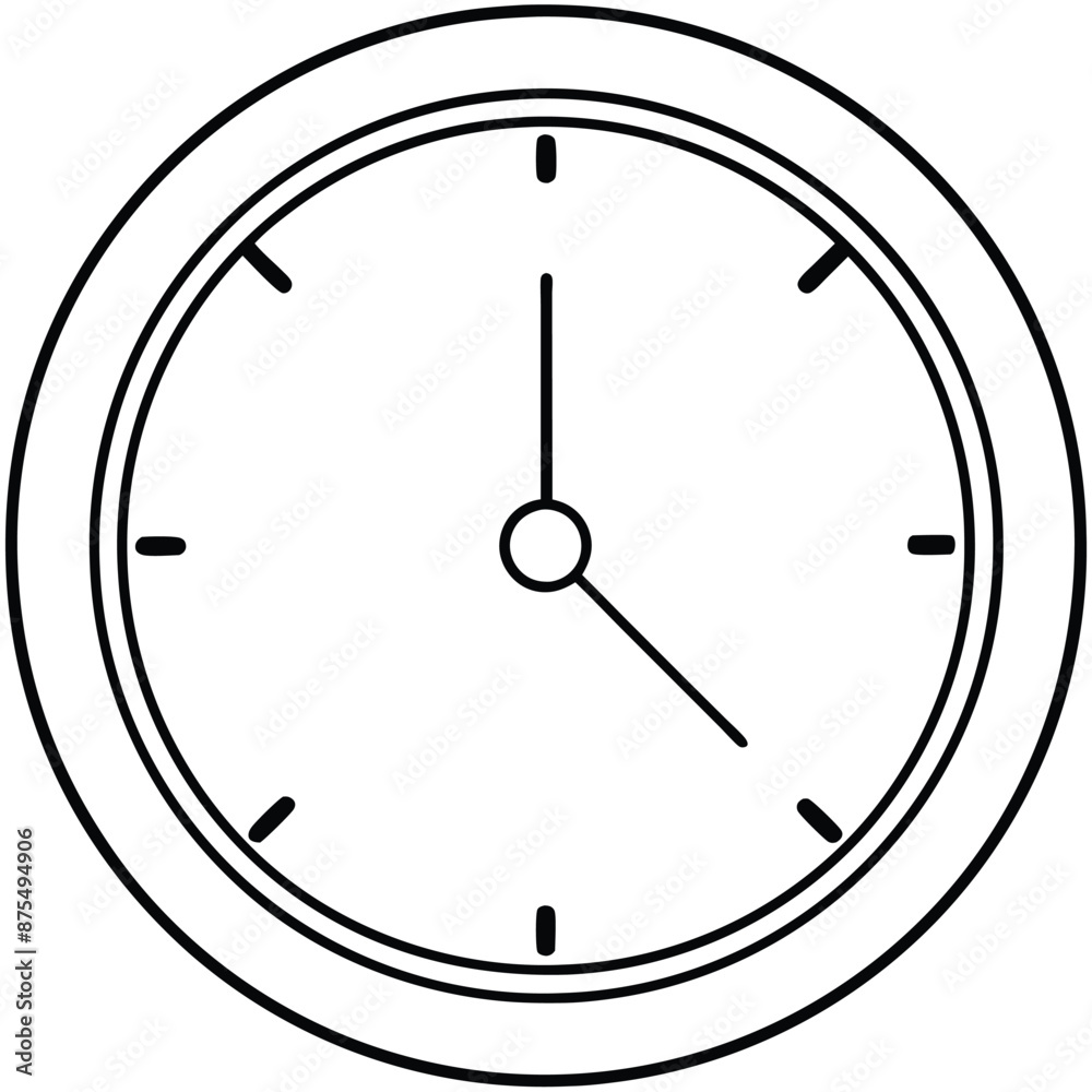 Creative Wall Clock Black and White Line Art Vector Icon Illustration Creative Wall Clock Black and White Line Art Vector Icon Illustration