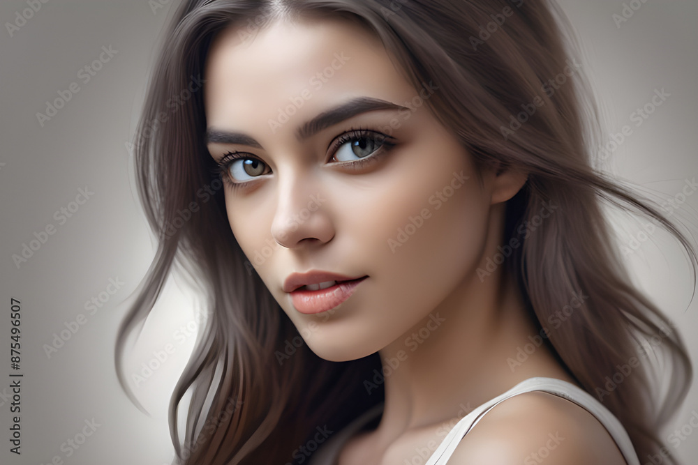 attractive model in closeup portrait sharp focus on eyes soft diffused light attractive model in closeup portrait sharp focus on eyes soft diffused light