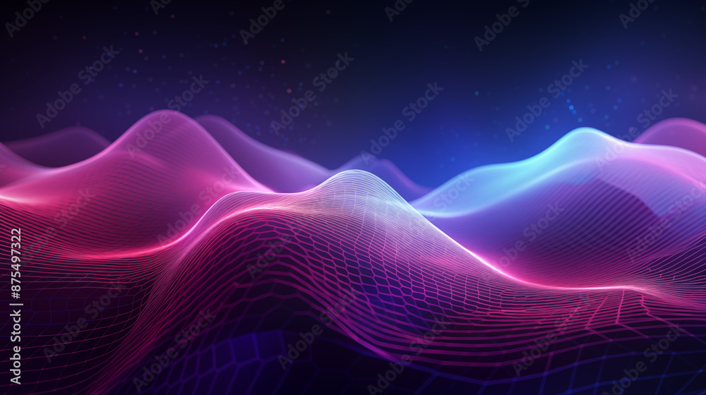 Abstract illustration in 3D of sound waves in dark blue and rose tones. for use in illustrations, backgrounds and design
Abstract illustration in 3D of sound waves in dark blue and rose tones. for use in illustrations, backgrounds and design
