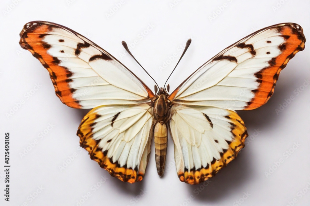 Fototapeta premium Butterfly, isolated on white, top view