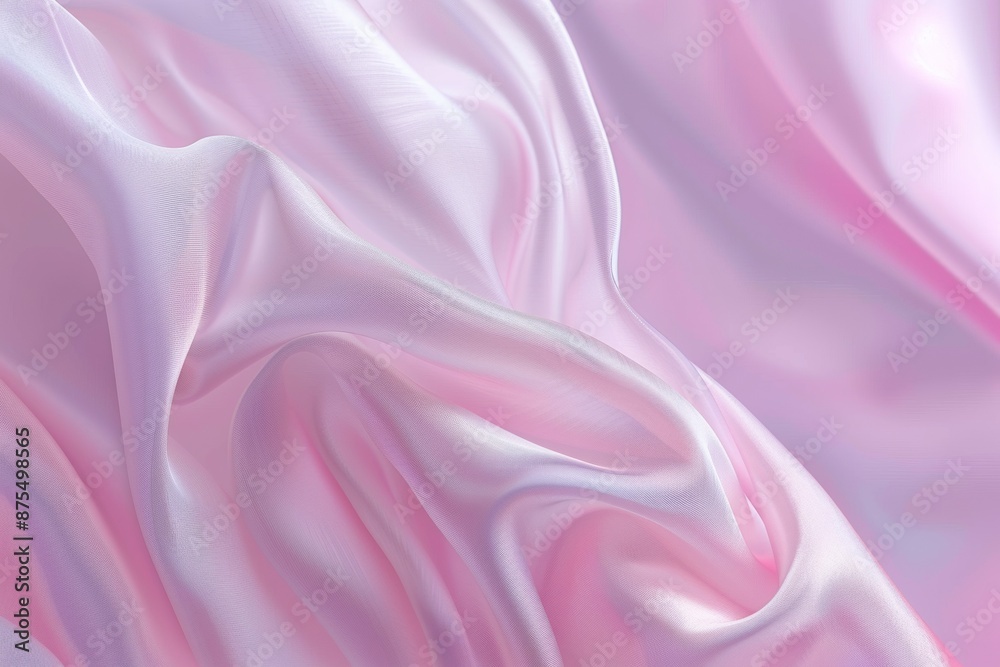 Fototapeta premium Beautiful pink and white gradient silk satin fabric with wavy folds