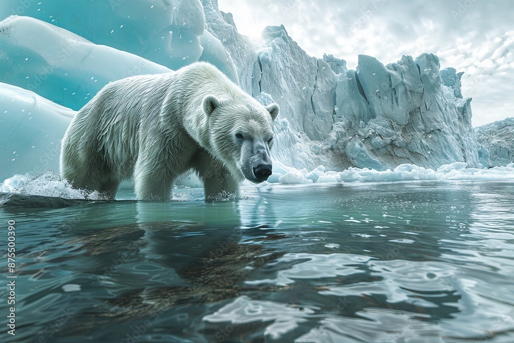 Polar Bear Walking On Ice In The Arctic Polar Bear Walking On Ice In The Arctic