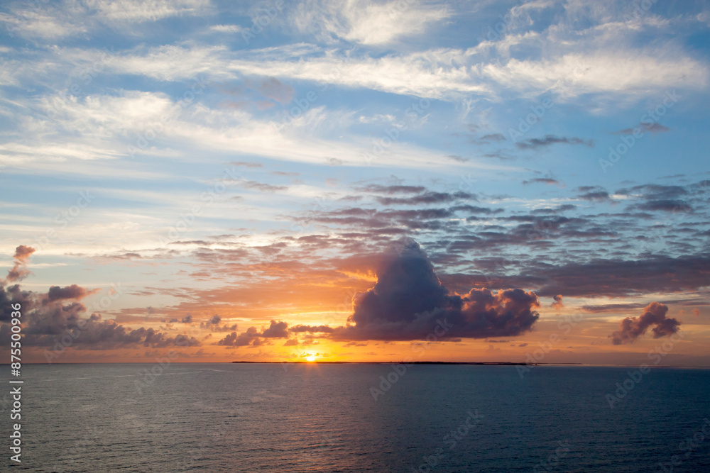 Sunrise Over Caribbean Uninhabited Island Little Stirrup Cay