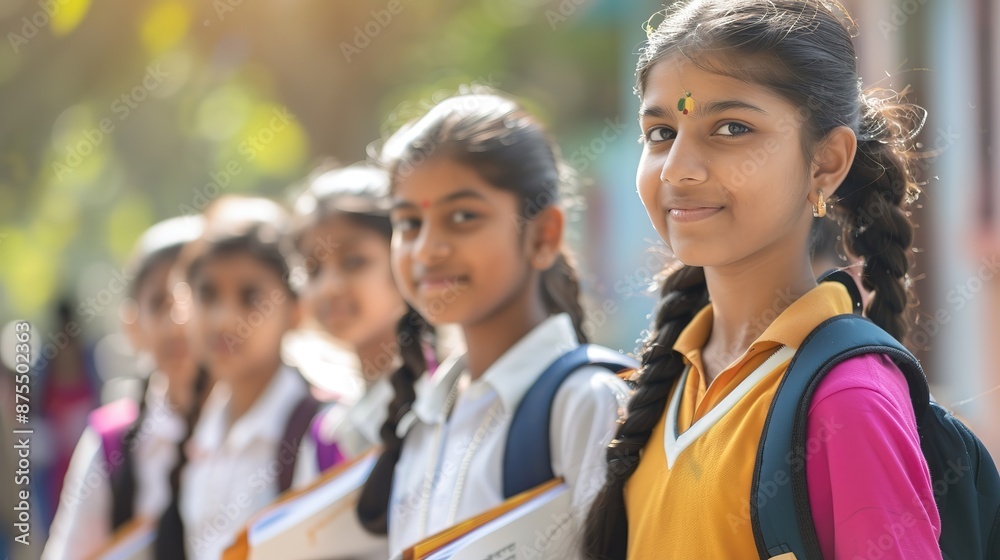 Group_of_young_Indian_girls_engaged_in_learning_at_school Group_of_young_Indian_girls_engaged_in_learning_at_school