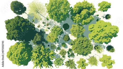 3D Rendering of aerial top view forest mixture