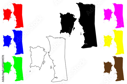 Penang (States and federal territories of Malaysia, Federation of Malaysia) map vector illustration, scribble sketch State of Penang map