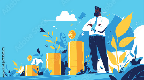 A black man looking his growing business in financial