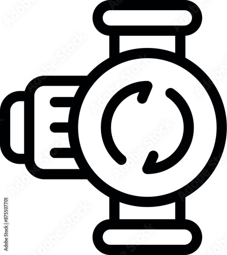 Line art icon of a water pump representing water circulating