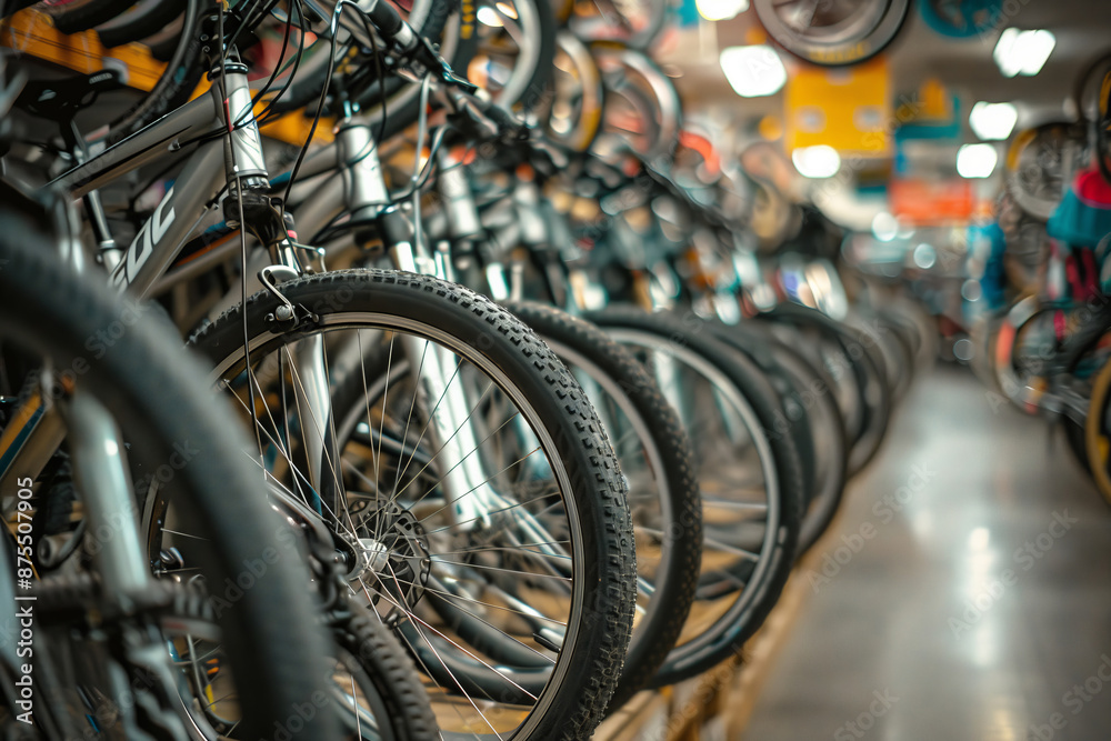 A Row Of Bikes In A Cycle Shop