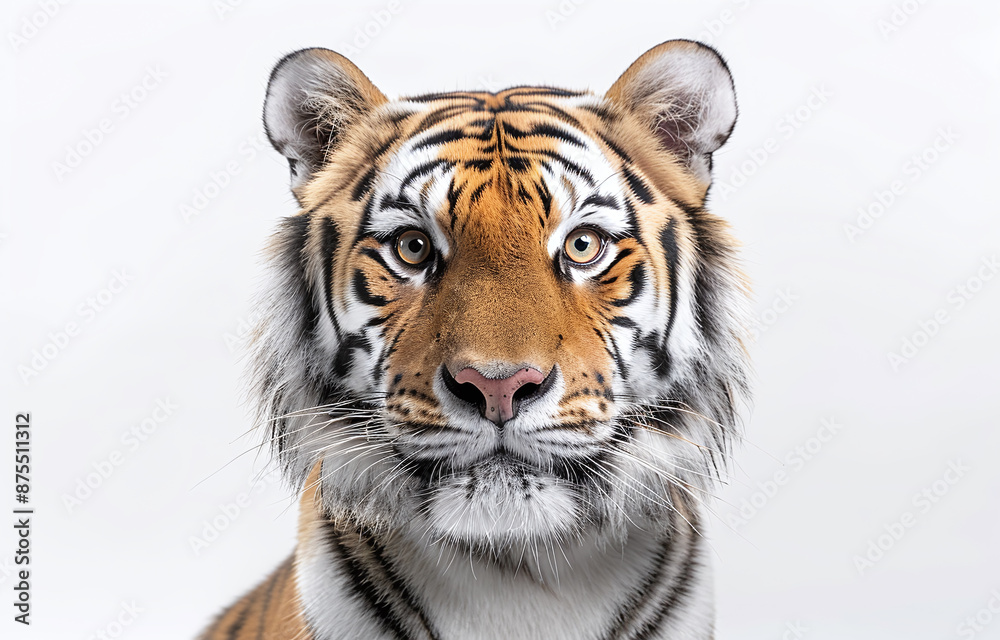 Naklejka premium portrait of a tiger on white