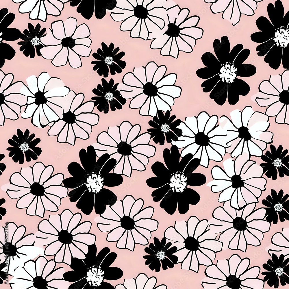 Modern Floral Pattern with Purple and Blue Flowers Modern Floral Pattern with Purple and Blue Flowers