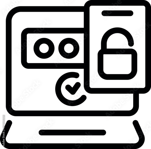 Laptop displaying successful two factor authentication process with password and smartphone