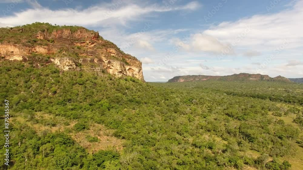 Aerial view of aerial view of sandstone rock formations and Cerrado vegetation, Chapada das Mesas - Carolina, Maranhão, Brazil Aerial view of aerial view of sandstone rock formations and Cerrado vegetation, Chapada das Mesas - Carolina, Maranhão, Brazil