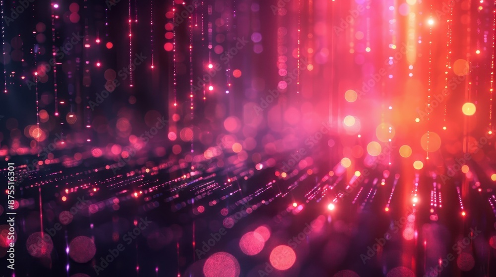 Abstract Digital Network With Red And Orange Lights. Generative AI Abstract Digital Network With Red And Orange Lights. Generative AI