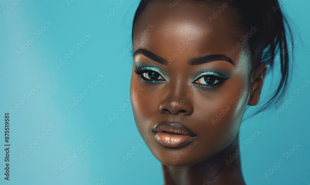 Beautiful Afro american woman with flawless skin. Skincare concept. Beautiful young black girl practicing skincare. smooth face touches her healthy facial skin. Copy space for text. Beautiful Afro american woman with flawless skin. Skincare concept. Beautiful young black girl practicing skincare. smooth face touches her healthy facial skin. Copy space for text.