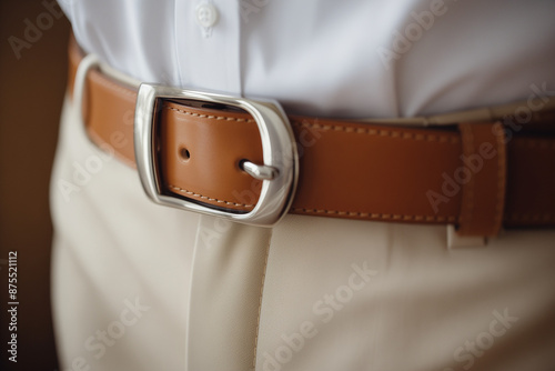 Groom's Brown Leather Belt photo