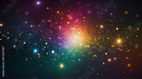 Wallpaper Mural Multi Color Blast of Bokeh Light Particles on Black Background Torontodigital.ca