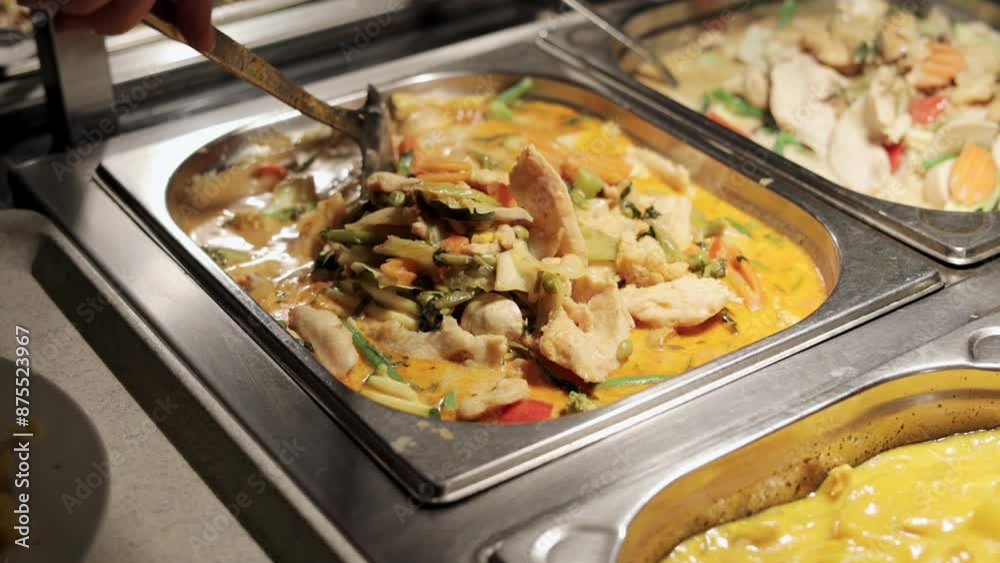 Selling food in Asian food court Traditional Thai food in street food