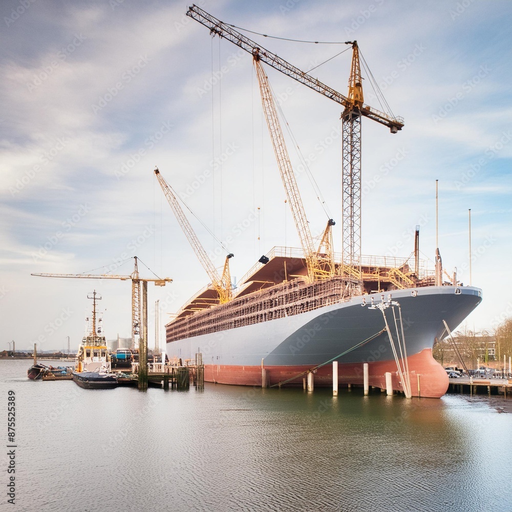 Ship construction on a shipbuilding Wharf in the Netherlands Ship construction on a shipbuilding Wharf in the Netherlands