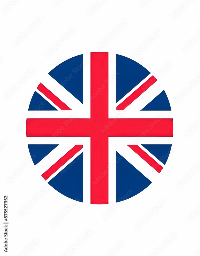 Obraz premium A British flag with a blue circle in the middle and a red cross