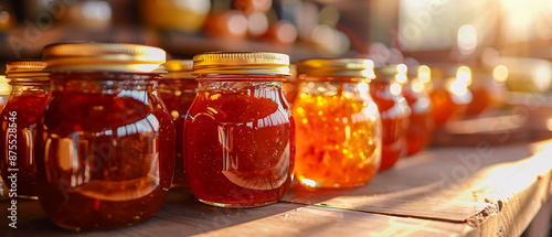 Obraz na płótnie Homemade marmalade and jam in glass jars with fresh fruits w salonie