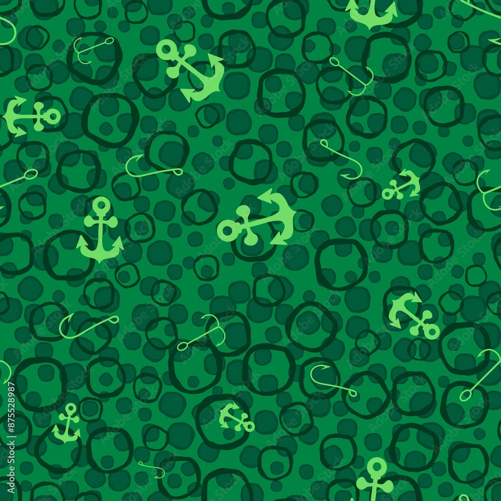 Summer print seamless anchors and bubble pattern for wrapping paper and fabrics Summer print seamless anchors and bubble pattern for wrapping paper and fabrics