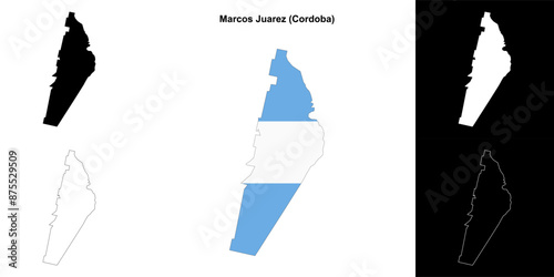 Marcos Juarez department (Cordoba) outline map set