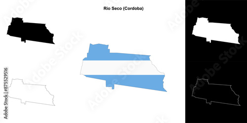 Rio Seco department (Cordoba) outline map set