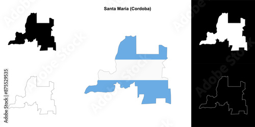 Santa Maria department (Cordoba) outline map set
