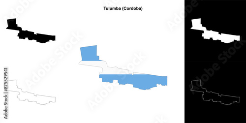Tulumba department (Cordoba) outline map set