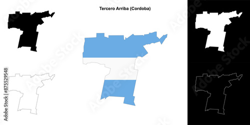 Tercero Arriba department (Cordoba) outline map set