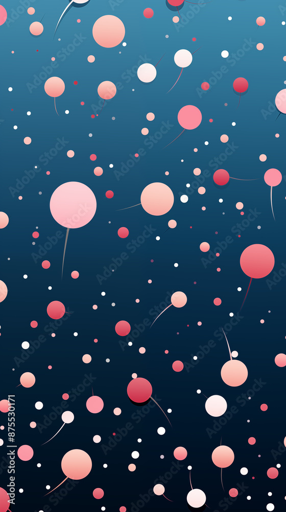 Fototapeta premium Pink Circles Dots on Blue Background, Abstract Image, Texture, Pattern Background, Wallpaper, Background, Cell Phone Cover and Screen, Smartphone, Computer, Laptop, 9:16 and 16:9 Format - PNG