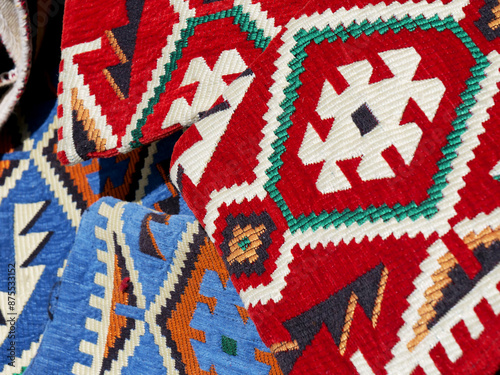 traditional handmade turkish carpet in the market
