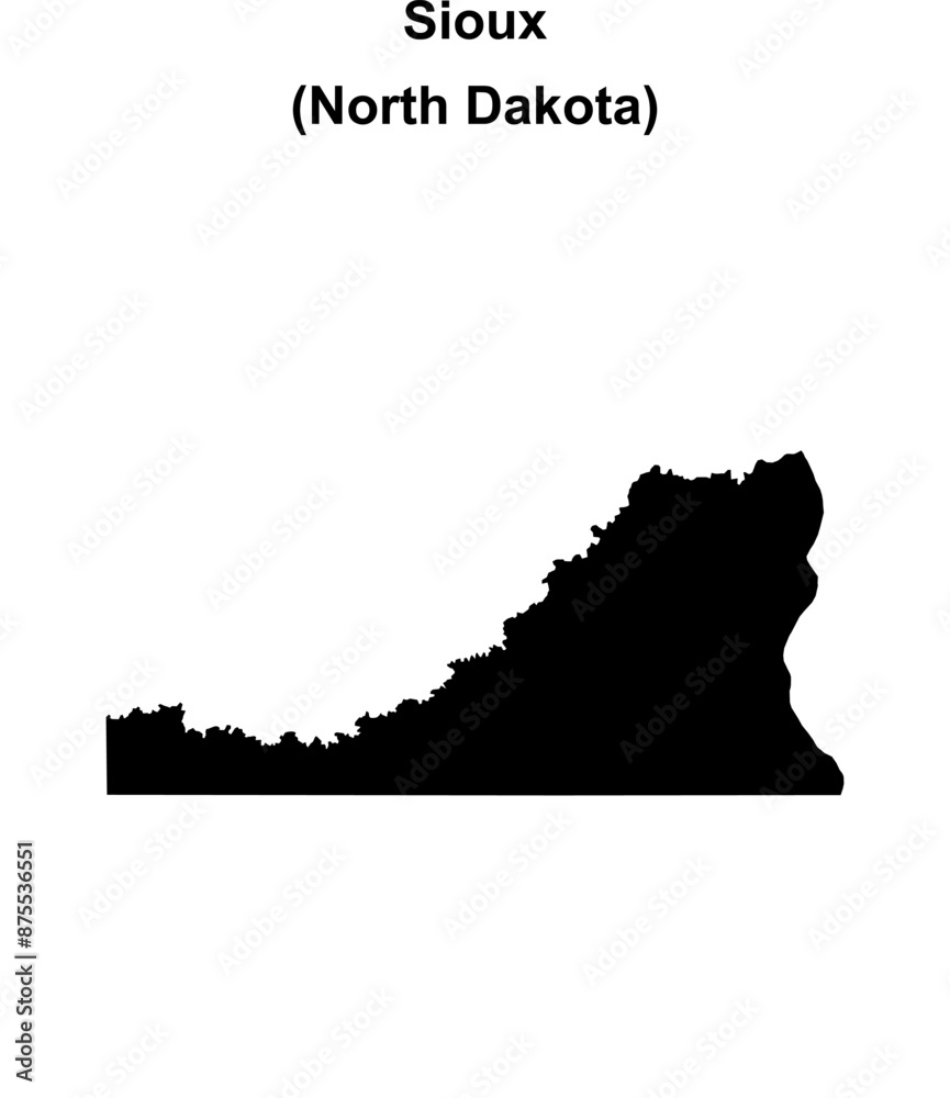 Fototapeta premium Sioux County (North Dakota) blank outline map