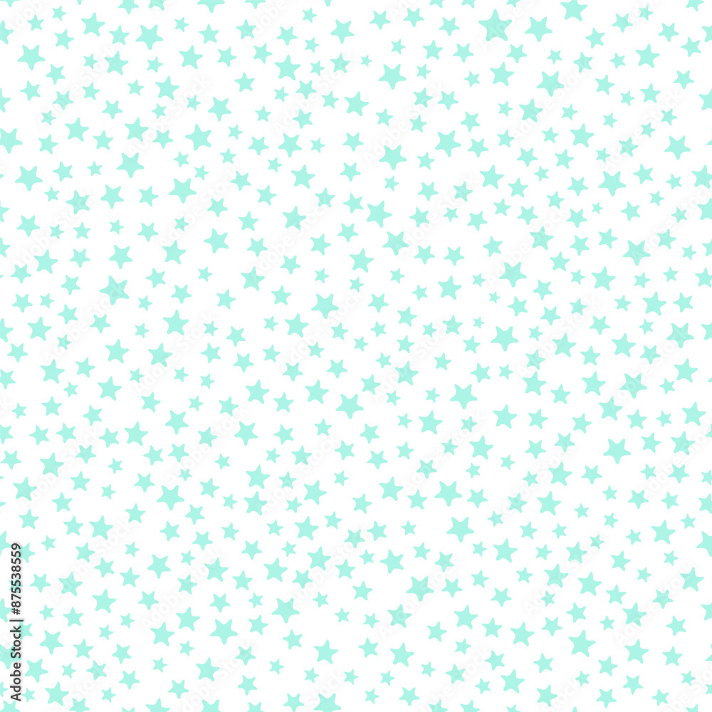 All over seamless repeat pattern with ditsy tiny little cute aqua blue baby stars on a white background All over seamless repeat pattern with ditsy tiny little cute aqua blue baby stars on a white background