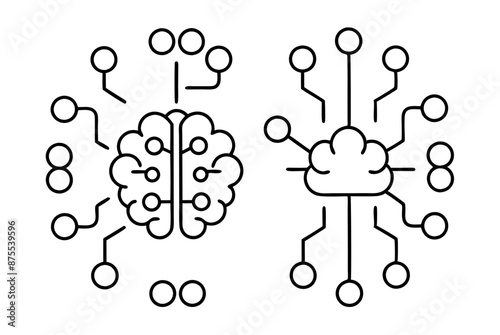 Brain circuit line art design complex hand drawing