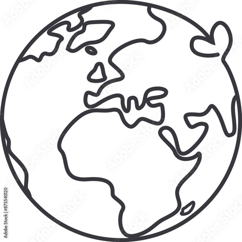 Line Art of Planet Earth. Minimalist line art style. Perfect for use in eco-friendly campaigns, educational materials, digital designs, and more.
