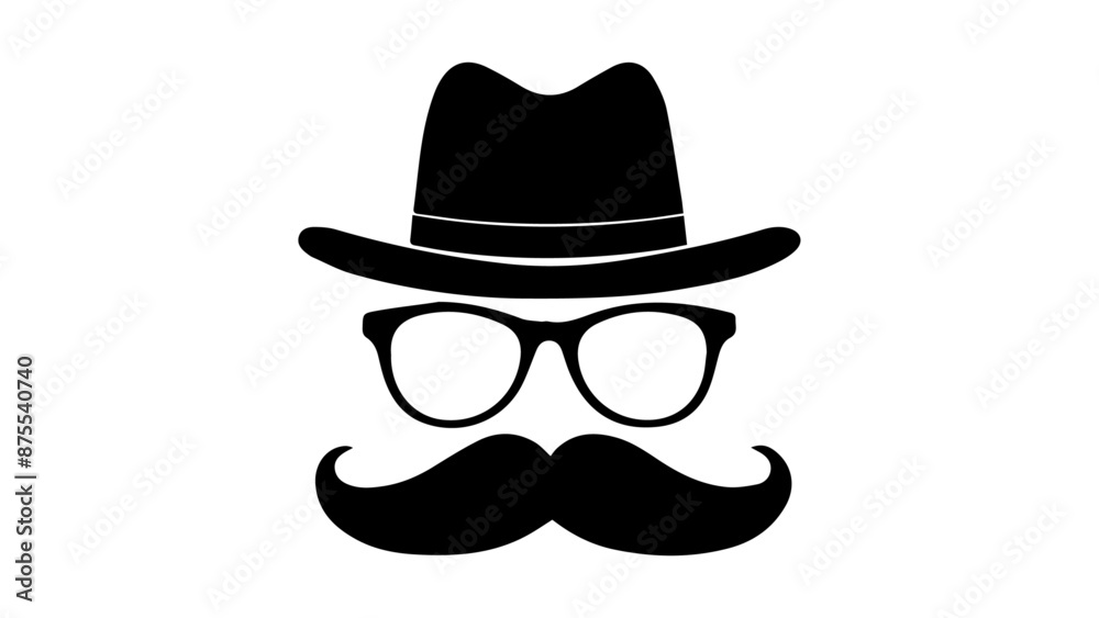 simple shape of incognito sign with glasses hat and big mustache in vector simple shape of incognito sign with glasses hat and big mustache in vector