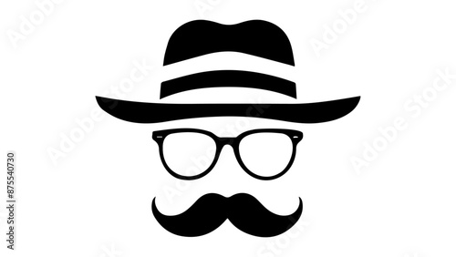 shape of human face with mustache hat and glasses in vector