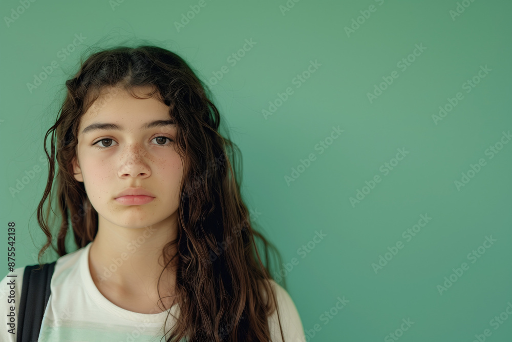 Fototapeta premium Sad Back to School Teen Girl feeling reluctant and depressed about returning to school